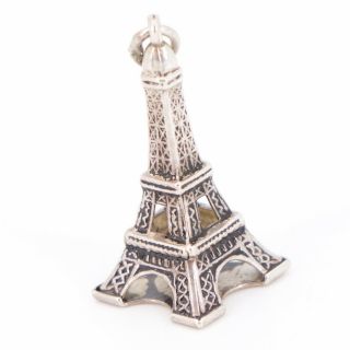 Vtg 800 Silver - Eiffel Tower Paris France Bracelet Charm - 1.  5g