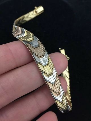 Vintage Jewellery Sterling Silver And Gold Link Bracelet Signed