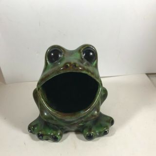 Vintage Ceramic Frog Scouring Pad Sponge Holder Sink Caddy