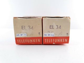 2 X El34 Telefunken.  Nos/nib.  Rft Production.  Matched Pair.  C21 Enair