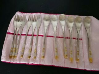 Set 12 Vintage Korean Ag 800 Silver Forks Spoons Set