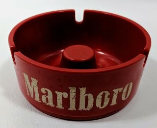 Vintage Marlboro Domed Ashtray Red With White Letters