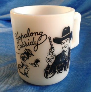 Hopalong Cassidy Hazel Atlas Vintage Coffee Mug Milk Glass Child 1950 