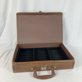 Vintage Cassette Tape Storage Case Brown Briefcase Holds 30 Cassettes