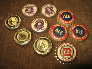 10 Vintage Beer Ale Bottle Caps Cork Lined Utica Club Narragasett Ale Hanleys