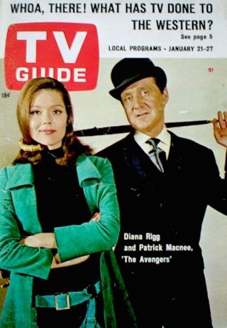 Tv Guide 1967 The Avengers Diana Rigg Emma Peel Patrick Macnee John Steed Vtg Vg