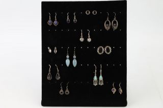 12 X Vintage.  925 Sterling Silver Earrings.  Lapis Lazuli,  Turquoise (73g)