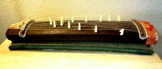 Vintage Koto Table Top Size Japanese Instrument 13 Strings With Its Grass Mat