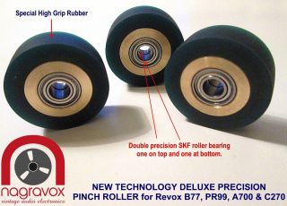 Revox B77,  A700,  Pr99,  C270 Special Deluxe Roller Bearing Pinch Roller Kit