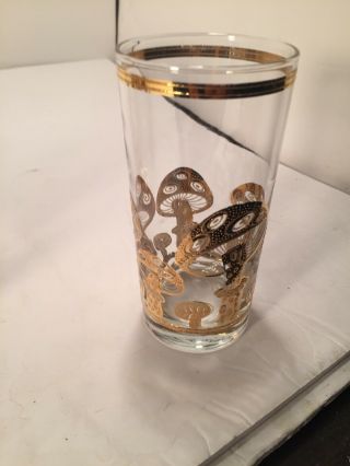 Culver Set Of 5 Vintage Magic Mushroom Gold Design Glasses Tumblers 5