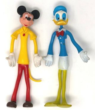 Vintage Walt Disney Productions Bendable Mickey Mouse & Donald Duck
