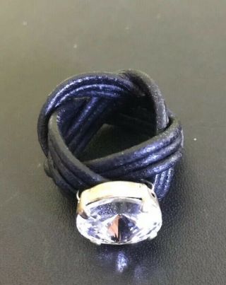 Ring Made In Italy Vintage Rhinestone And Leather Size 7 2