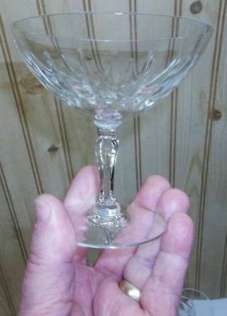 Set Of 6 Vintage Fiery Cut Crystal Champaign Glasses,  Dessert Cups Darted Arrows