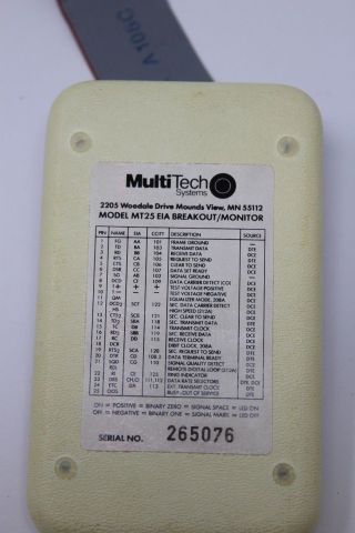 Vintage Multi - Tech Systems MT25 Breakout Box Interface Monitor RS232/CCITT V.  24 4
