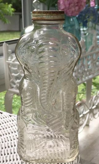 Vintage Figural Elephant Grapette Bottle Coin Bank Lid Beverage Syrup 7 3/8 " Usa
