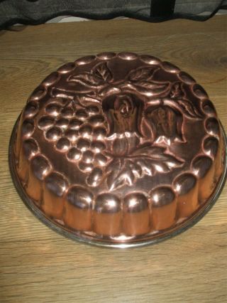 Vintage French Copper Gateau Jelly Blancmange Mould Tin Lined Hanging Ring