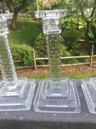 Vintage Set 3 Fostoria American Glass Square Candle Holders 4