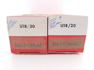 2 X U18/20 British Nos/nib Tubes,  Long Plates.  National Branded.  C17 Enair