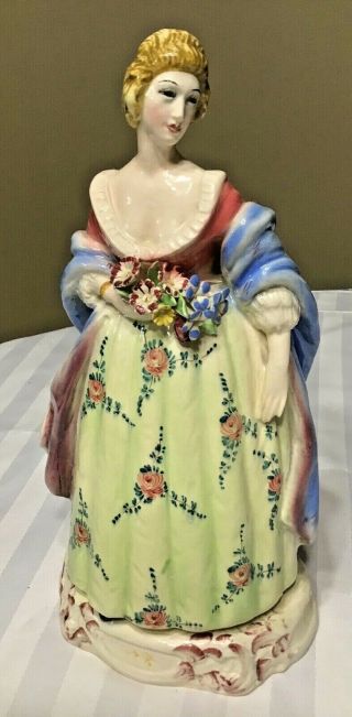 Vintage Ceramic Woman Lady Figurine Made In Italy 11” Marked