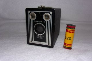 Kodak Brownie Target Six - 20 Camera,  Art Deco Box Camera With Film