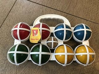 Vintage Gioco Wooden Bocce Ball Set With Carrying Case Vtg Made In Italy