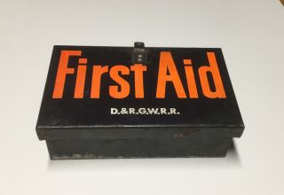 D & R.  G.  W.  R.  R Vintage First Aid Box Denver & Rio Grande Railroad And Switch Lock