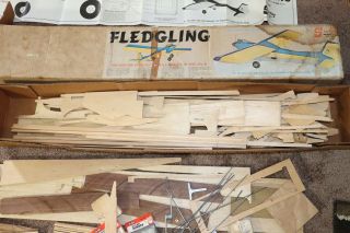 Vintage Sterling Fledgling Kit Fs - 29 Rc Balsa Wood Open Box Airplane Revised