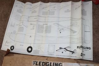 Vintage Sterling Fledgling Kit FS - 29 RC Balsa Wood Open Box Airplane Revised 2