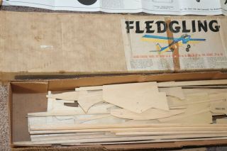 Vintage Sterling Fledgling Kit FS - 29 RC Balsa Wood Open Box Airplane Revised 5