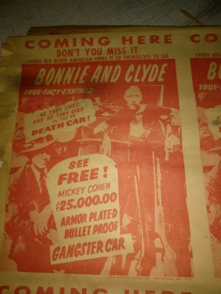 Vintage 1950 ' s BONNIE AND CLYDE Movie posters uncut sheet 2