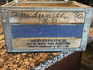 Vintage Knudsen Creamery Dairy Farm Wooden Crate Metal And Wood