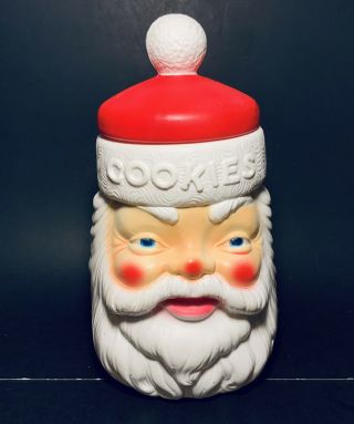 Vintage 1973 Christmas Empire Plastics Blow - Mold Santa Claus Cookie Jar