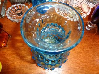Vintage Italian Murano Glass Blue Hobnail Vase Empoli 1960 ' s Hand blown 3