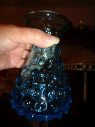 Vintage Italian Murano Glass Blue Hobnail Vase Empoli 1960 ' s Hand blown 6