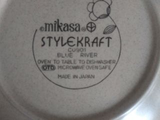 Six 6 VTG Mikasa STYLEKRAFT Blue River Stoneware Salad Plates C0901 Stylecraft 3