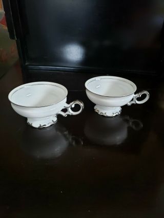 2 Vintage Mikasa Fine China Marlboro 9267 Coffee Cups With Platinum Trim