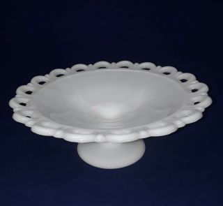 Vintage Large Milk Glass Pedestal Fruit Bowl/cake Plate