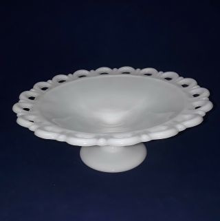 Vintage Large Milk Glass Pedestal Fruit Bowl/Cake Plate 2