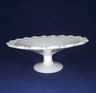 Vintage Large Milk Glass Pedestal Fruit Bowl/Cake Plate 3