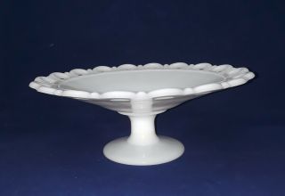 Vintage Large Milk Glass Pedestal Fruit Bowl/Cake Plate 5
