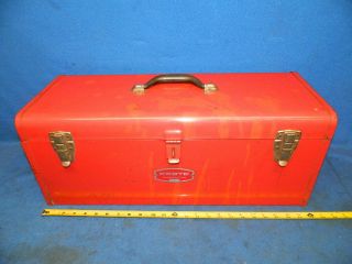 Vintage Red Proto Tool Box 24 " Wide Older Toolbox