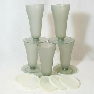 Vintage Tupperware Dessert Parfait Cups W/ Lids Smokey Gray Set Of 5