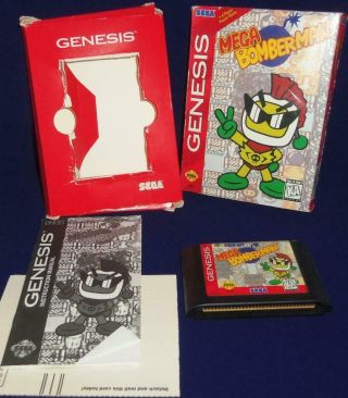 Vintage Sega Genesis Mega Bomberman Video Game In Case (1995) Case Wear