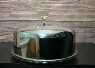 Vintage Glass and Shiny Chrome / Steel Dome Cake Platter Cake Stand 4