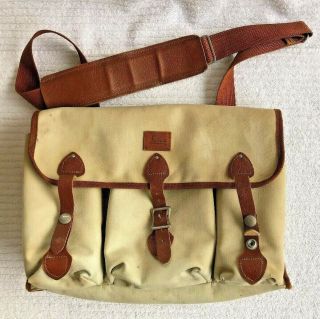 Vintage Leica Camera Carrying Bag Tote Canvas With Leather Trim 14 " X 10 " X 5.  5 "