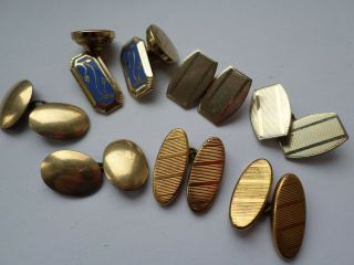 4 Pairs Of Vintage Circa Early To Mid 20th Century Gold Tone Cufflinks