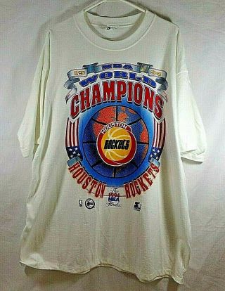 Vintage 1994 Nba Houston Rockets World Championship Shirt Size Xl Starter