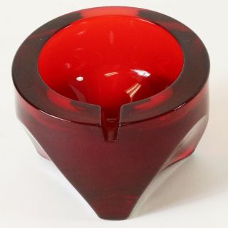 Vintage Viking Glass Ruby Red Ashtray 4 ",  Mcm Orb