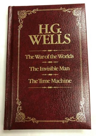 H.  G.  Wells War Of The Worlds Invisible Man Time Machine Kingsport Press Leather