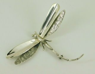 Vintage Mexico 925 Sterling Silver Dragonfly Brooch
